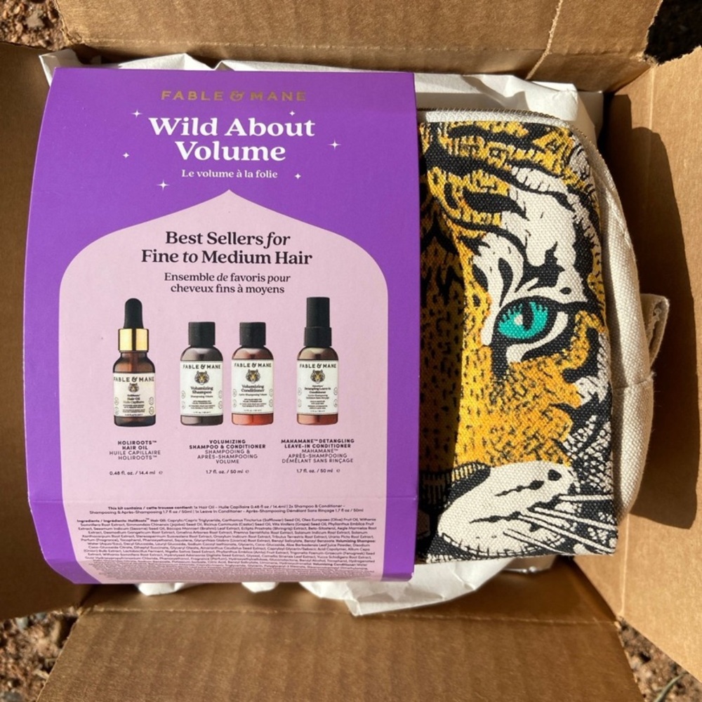 New Fable & Mane Wild about Volume Minis Gift Set for Fine & Thinning Hair W/Bag